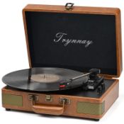 RRP £53.36 Trynnay Record Player 3 Speed Bluetooth Portable Suitcase