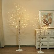 RRP £64.02 EAMBRITE White Christmas Twig Trees Set of 6FT