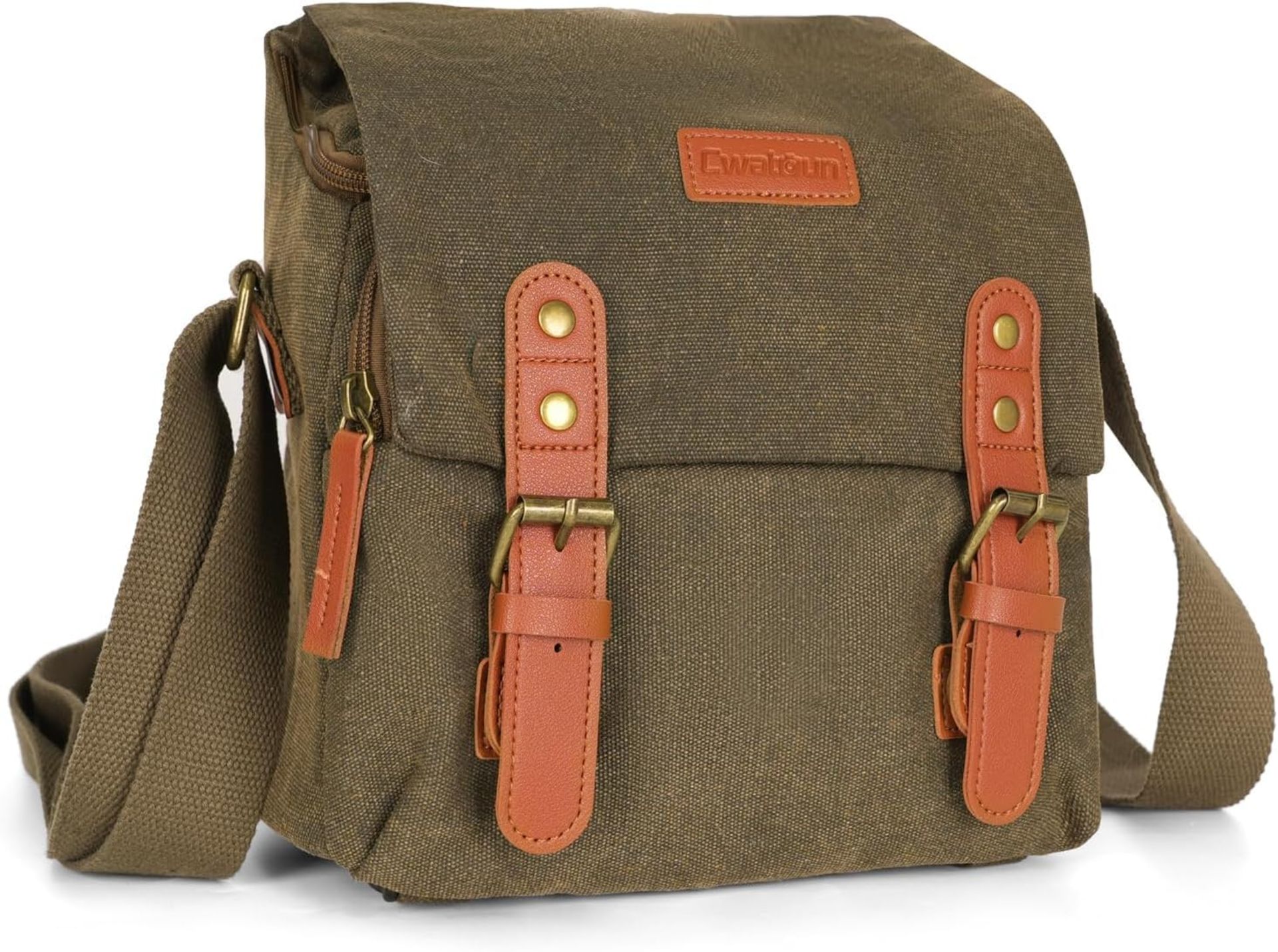 RRP £45.65 Cwatcun Compact Camera Bag Case Canvas Leather Trim Compatible for Nikon