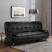 RRP £227.19 VEGG SOFA BED Faux Leather Black Sofa Bed recliner