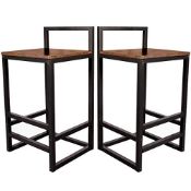 RRP £36.52 Becko Barstools Set of 2 Bar Stool Chairs with Metal Low Backrest and Footrests