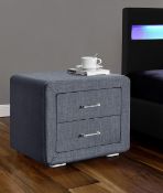 RRP £68.45 Kamco Direct Dark Grey Linen Fabric Bedside Table with