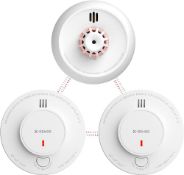 RRP £68.49 X-Sense Wireless Interlinked Smoke and Heat Alarms Bundle