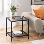 RRP £45.65 SAYGOER Small Side Table Glass End Table with Mesh