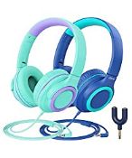 RRP £23.28 iClever [2 Pack Kids headphones for girls boys 94dB Safe Volume Limited