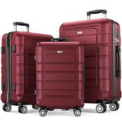 RRP £194.07 SHOWKOO Luggage Sets 3 Piece Hard Shell PC+ABS Expandable
