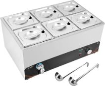 RRP £199.79 DULNICE Commercial Bain Marie Buffet Food Warmer 6-Pans