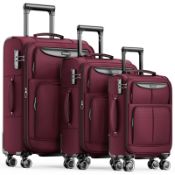 RRP £169.65 SHOWKOO Luggage Sets 3 Piece Softside Expandable Lightweight