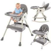 RRP £75.34 3-in 1 Children's High Chair with Table and Wheels