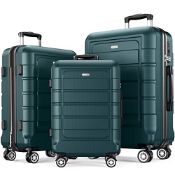 RRP £195.40 SHOWKOO Luggage Sets 3 Piece Hard Shell PC+ABS Expandable