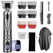 RRP £29.67 Electric Beard Trimmer Men Cordless Hair Clippers with LCD Display