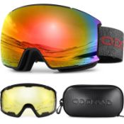 RRP £46.50 Odoland OTG Ski Goggles Set with Detachable Lens