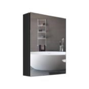 RRP £136.99 Plumbsys Bathroom Mirror Cabinet Black 500x650mm Cabinet Shelf Aluminium Frames