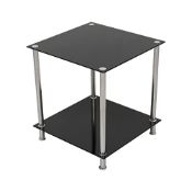 RRP £49.07 mahara Black Glass End Table Side Table Coffee Table