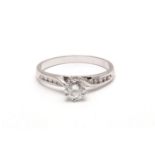 18ct White Gold Single Stone Diamond Ring With Stone Set shoulders (0.51) 0.61 Carats - Valued By