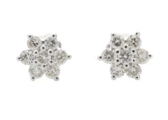 9ct White Gold Diamond Flower Earring 0.45 Carats - Valued By IDI £4,970.00 - Seven round