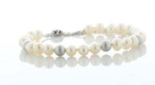Freshwater Cultured 5.5 - 6.0mm Pearl Bracelet With Silver Clasp And Fastening - Valued By AGI £