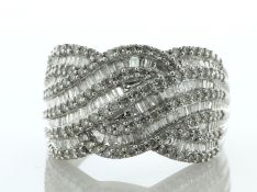 9ct White Gold Cocktail Swirl Diamond Ring 1.00 Carats - Valued By IDI £3,740.00 - Four strands from