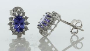 9ct White Gold Diamond And Tanzanite Earring (T0.86) 0.12 Carats - Valued By GIE £2,890.00 - These