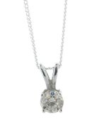 9ct White Gold Single Stone Prong Set Diamond Pendant 0.69 Carats - Valued By IDI £1,975.00 - This