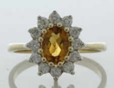 9ct Yellow Gold Oval Centre And Citrine Ring (C0.84) 0.40 Carats - Valued By IDI £3,715.00 - An oval