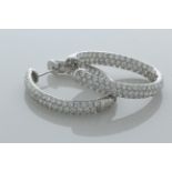 18ct White Gold Eternity Diamond Hoop Earrings 5.66 Carats - Valued By IDI £57,930.00 - These