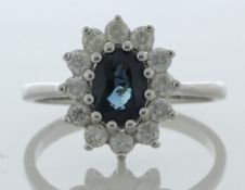 9ct White Gold Three Stone Oval Sapphire And Diamond Ring (S0.94) 0.40 Carats - Valued By IDI £4,