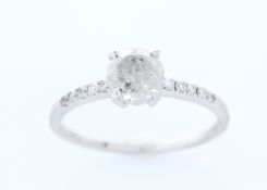 18ct White Gold Single Stone Prong Set With Stone Set Shoulders Diamond Ring (0.95) 1.05 Carats -