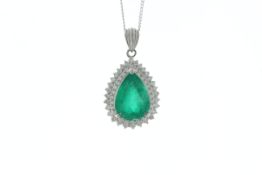 Platinum Pear Cluster Diamond And Emerald Pendant (E6.16) 0.86 Carats - Valued By IDI £47,850.00 - A
