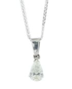 9ct White Gold Pear Shaped Diamond Pendant and 18" Chain 0.90 Carats - Valued By AGI £6,210.00 - One