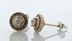 10ct Gold Rose Gold Diamond Halo Earrings 0.30 Carats - Valued By AGI £2,995.00 - These 'umbrella'
