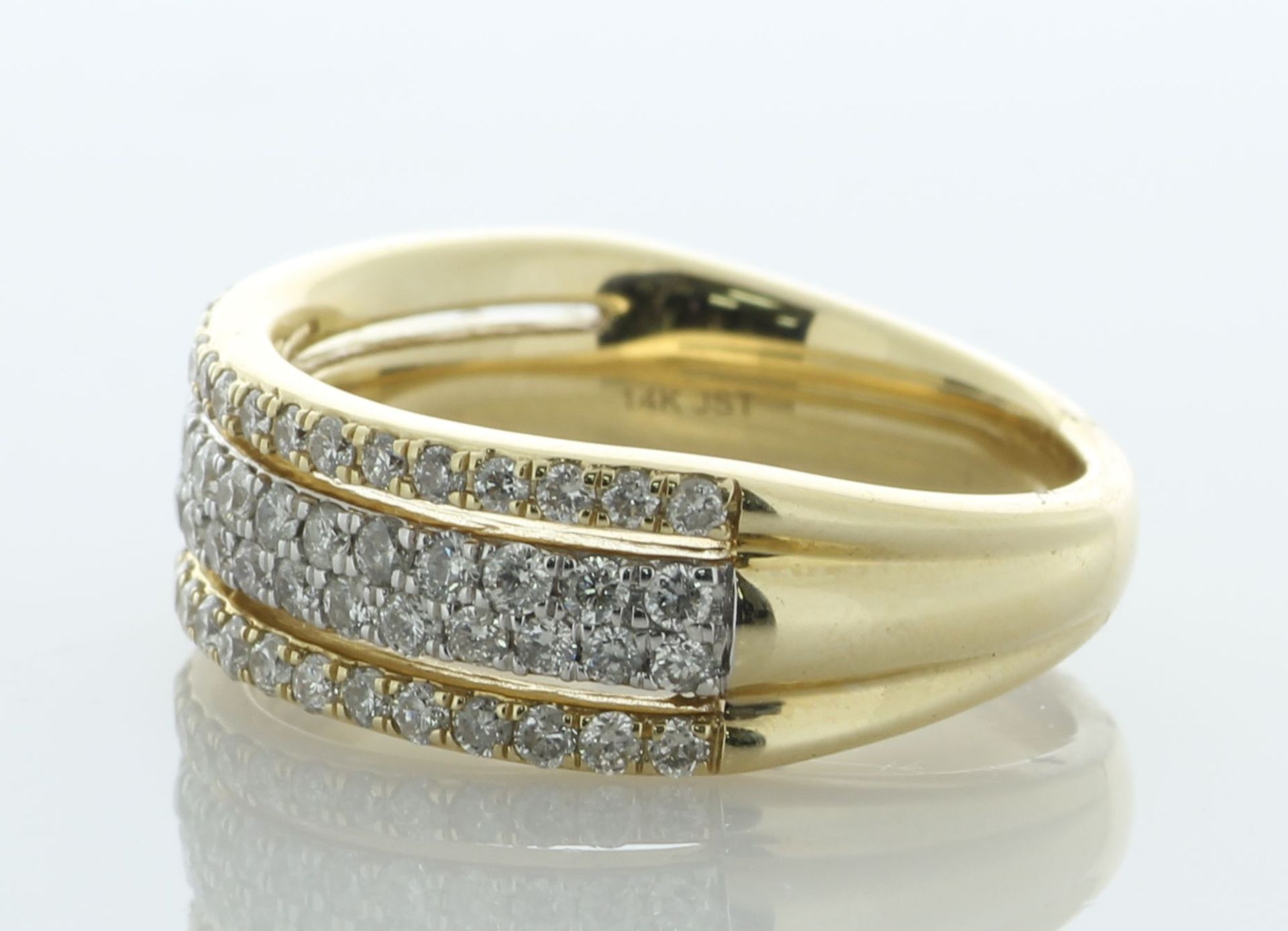 14ct Gold Ladies Three Row Half Eternity Diamond Ring 1.08 Carats - Valued By AGI £5,125.00 - A - Image 2 of 4