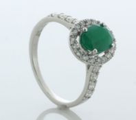 9ct White Gold Diamond And Emerald Halo Ring (E2.00) 0.60 Carats - Valued By AGI £4,730.00 - An oval