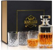 RRP £65.90 KANARS Whisky Decanter and Glasses Set
