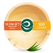 RRP £41.09 ECO SOUL 100% Compostable 16oz(6") Palm Leaf Bowls (Pack of 100)