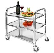 RRP £89.89 tonchean 3 Tier Stainless Steel Catering Trolley on