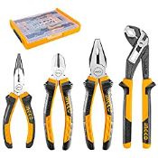 RRP £30.81 INGCO 4Pcs Pliers Set 8 Inch Combination Pliers 7 Inch