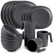 RRP £33.44 Greentainer Unbreakable Lightweight Dinnerware Sets