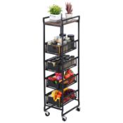 RRP £75.91 sourcing map 5-Tier Slim Rolling Cart with Drawers