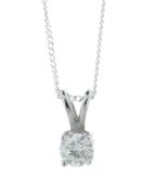 9ct White Gold Single Stone Prong Set Diamond Pendant 0.55 Carats - Valued By IDI £3,120.00 - This