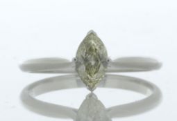 18ct White Gold Single Stone Marquise Cut Diamond Ring (0.52) 0.56 Carats - Valued By GIE £7,840.