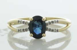9ct Yellow Gold Diamond And Sapphire Ring (S0.96) 0.03 Carats - Valued By IDI £2,100.00 - An oval