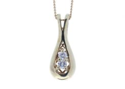 9ct Two Stone Claw Set Diamond Pendant 0.33 Carats - Valued By GIE £2,545.00 - Two round brilliant