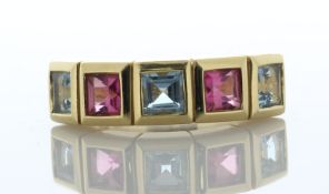 18ct Yellow Gold Aqua And Tourmaline Ring (AM2.00) (T1.2) - Valued By AGI £4,445.00 - A stunning