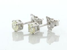 18ct White Gold Single Stone Diamond Stud Earring 0.90 Carats - Valued By AGI £3,300.00 - Two