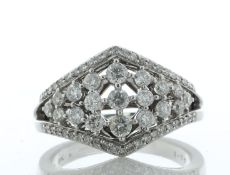 9ct White Gold Diamond Ring 1.04 Carats - Valued By AGI £3,575.00 - This unique ring has three