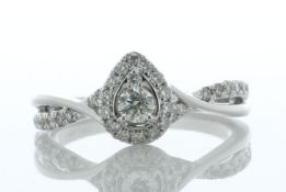 14ct Gold Illusion Halo Diamond Ring 0.75 Carats - Valued By AGI £3,110.00 - One round brilliant cut