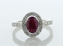 18ct White Gold Ladies Cluster Diamond And Ruby Ring (R2.00) 0.65 Carats - Valued By AGI £6,950.00 -