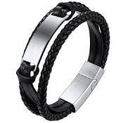 RRP £15.62 Bracelets String Men Bracelet Leather Cuff Bracelet