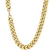 RRP £15.06 U7 Stainless Steel Strong Necklace Gold Cuban Chain Costume Jewellery